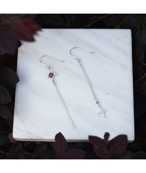 Chapter One-Garnet Classic Red Antique Long Earring