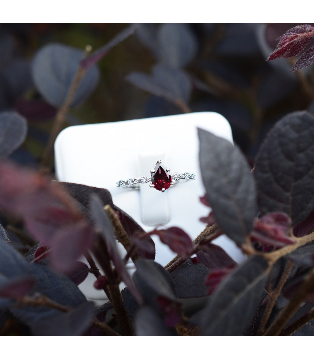 Chapter One-Garnet Classic Red Antique Droplet Ring