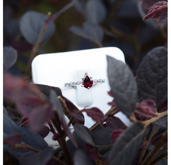 Chapter One-Garnet Classic Red Antique Droplet Ring