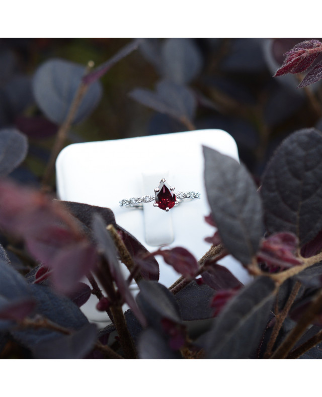 Chapter One-Garnet Classic Red Antique Droplet Ring