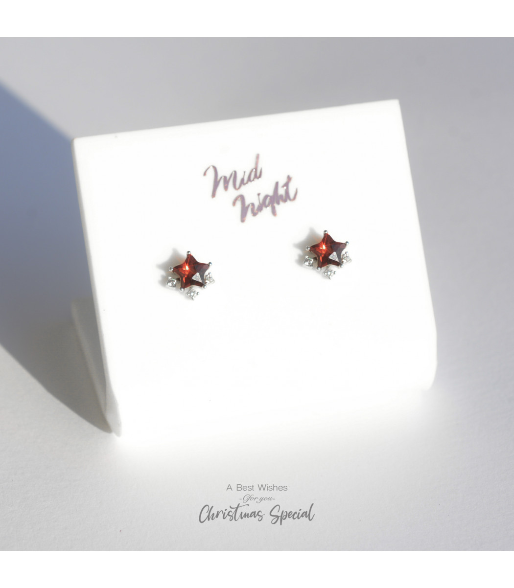 January Birthstone-Garnet Sparkle Star Earrings