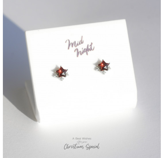 January Birthstone-Garnet Sparkle Star Earrings
