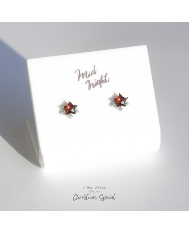 January Birthstone-Garnet Sparkle Star Earrings