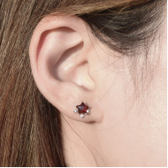 January Birthstone-Garnet Sparkle Star Earrings