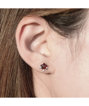 January Birthstone-Garnet Sparkle Star Earrings