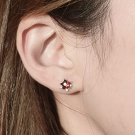 January Birthstone-Garnet Sparkle Star Earrings