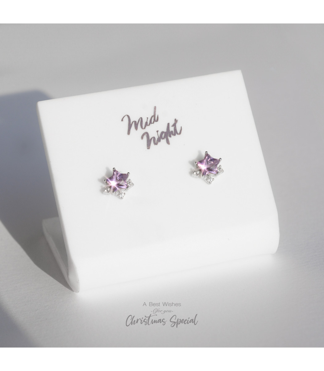 February Birthstone-Amethyst Sparkle Star Earrings