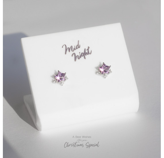 February Birthstone-Amethyst Sparkle Star Earrings