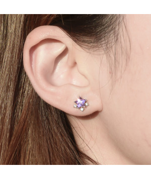 February Birthstone-Amethyst Sparkle Star Earrings