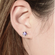 February Birthstone-Amethyst Sparkle Star Earrings