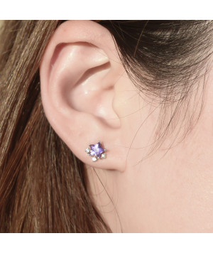 February Birthstone-Amethyst Sparkle Star Earrings