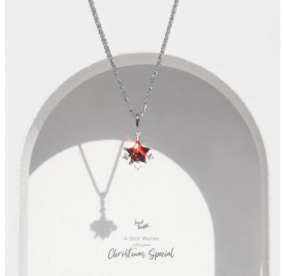 January Birthstone-Garnet Sparkle Star Necklace