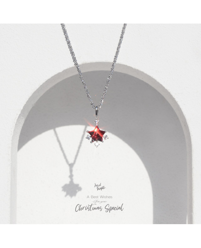 January Birthstone-Garnet Sparkle Star Necklace