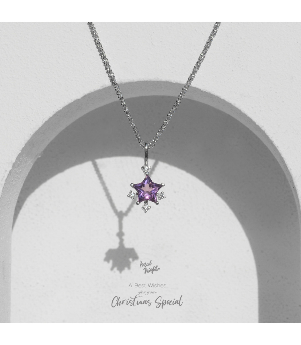 February Birthstone-Amethyst Sparkle Star Necklace