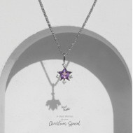 February Birthstone-Amethyst Sparkle Star Necklace