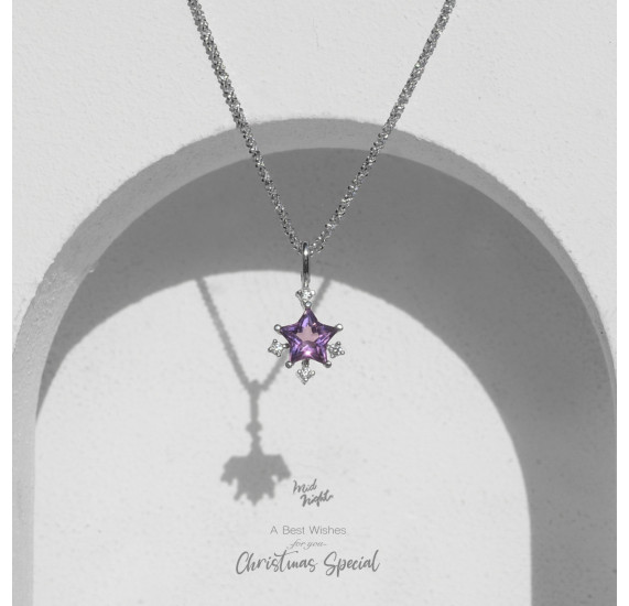 February Birthstone-Amethyst Sparkle Star Necklace