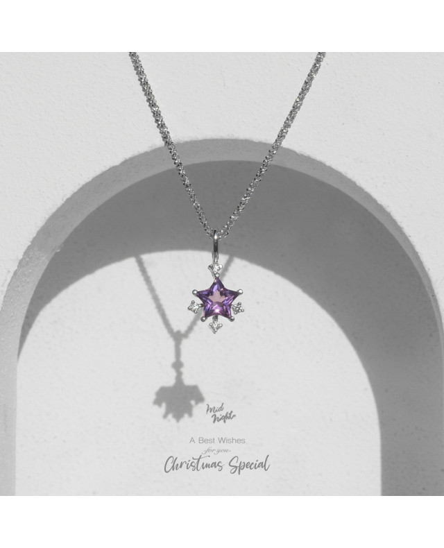 February Birthstone-Amethyst Sparkle Star Necklace