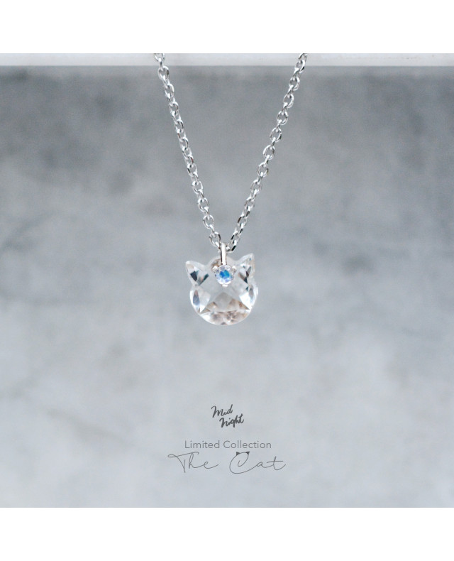Limited Collection-The Cat White Crystal x Moon Necklace