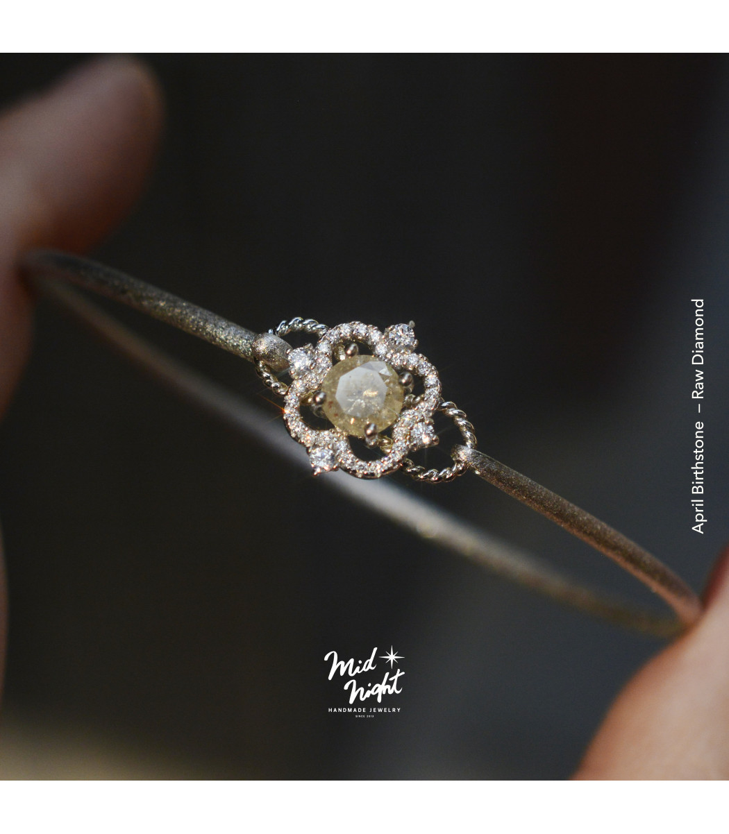 April Birthstone-Raw Diamond Brilliant Bangle