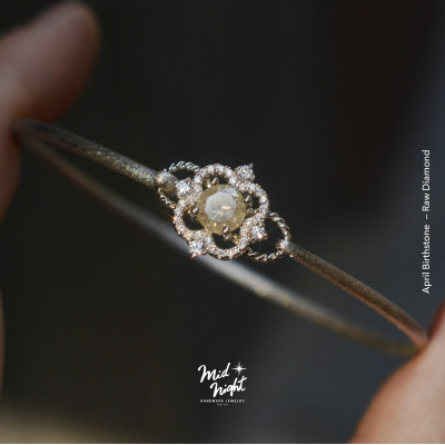 April Birthstone-Raw Diamond Brilliant Bangle