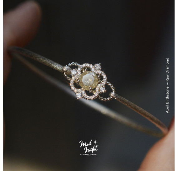 April Birthstone-Raw Diamond Brilliant Bangle