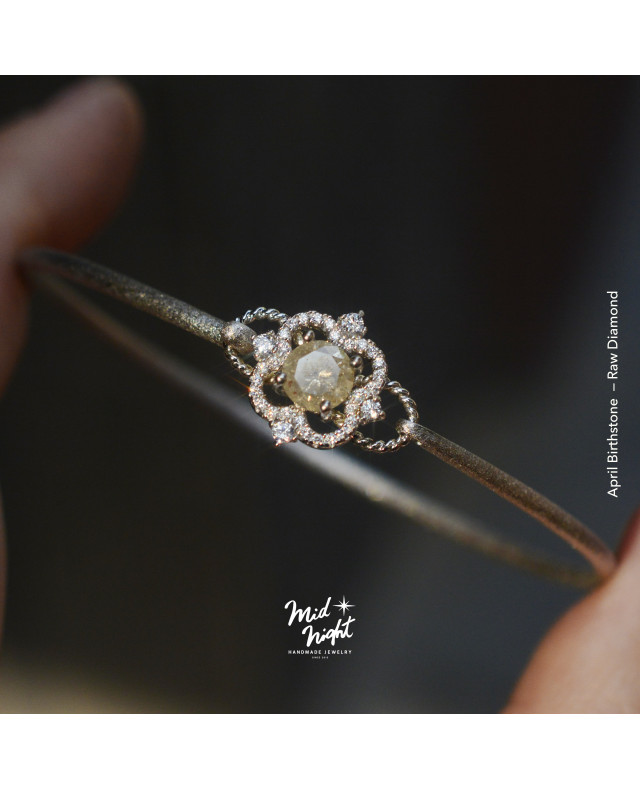 April Birthstone-Raw Diamond Brilliant Bangle