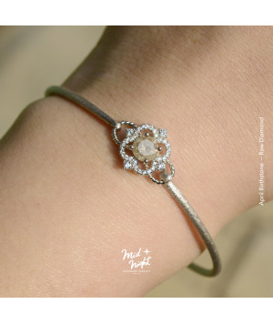April Birthstone-Raw Diamond Brilliant Bangle
