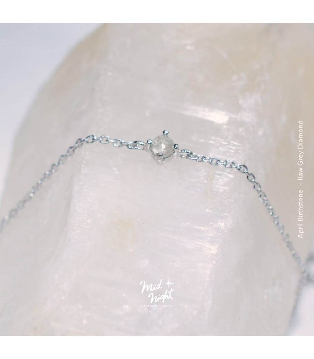 April Birthstone-Rough Grey Diamond Simple Bracelet