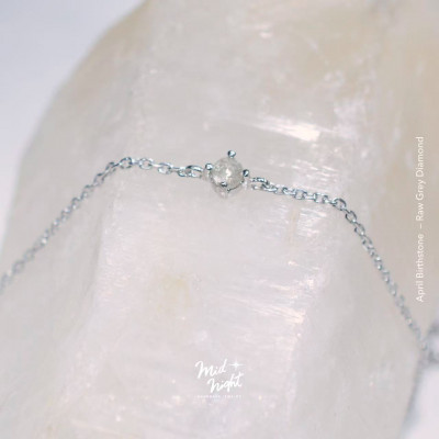 April Birthstone-Rough Grey Diamond Simple Bracelet