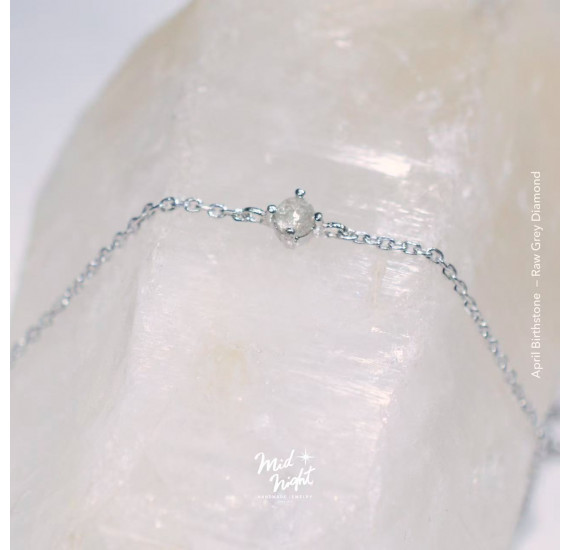 April Birthstone-Rough Grey Diamond Simple Bracelet