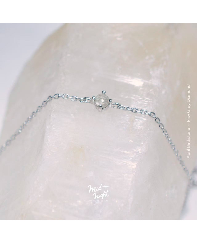 April Birthstone-Rough Grey Diamond Simple Bracelet