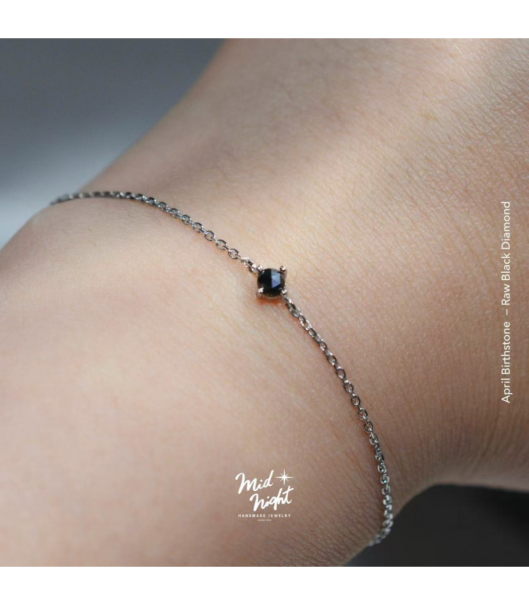 April Birthstone-Rough Black Diamond Simple Bracelet