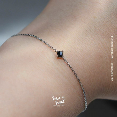 April Birthstone-Rough Black Diamond Simple Bracelet