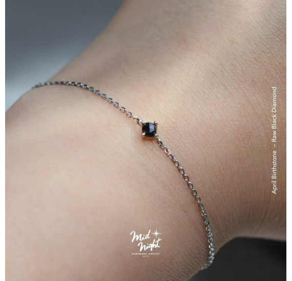 April Birthstone-Rough Black Diamond Simple Bracelet