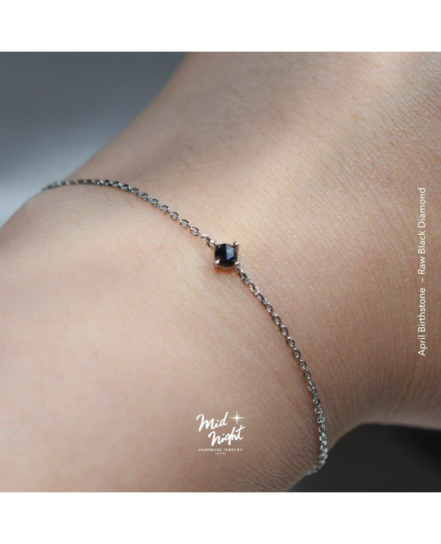 April Birthstone-Rough Black Diamond Simple Bracelet