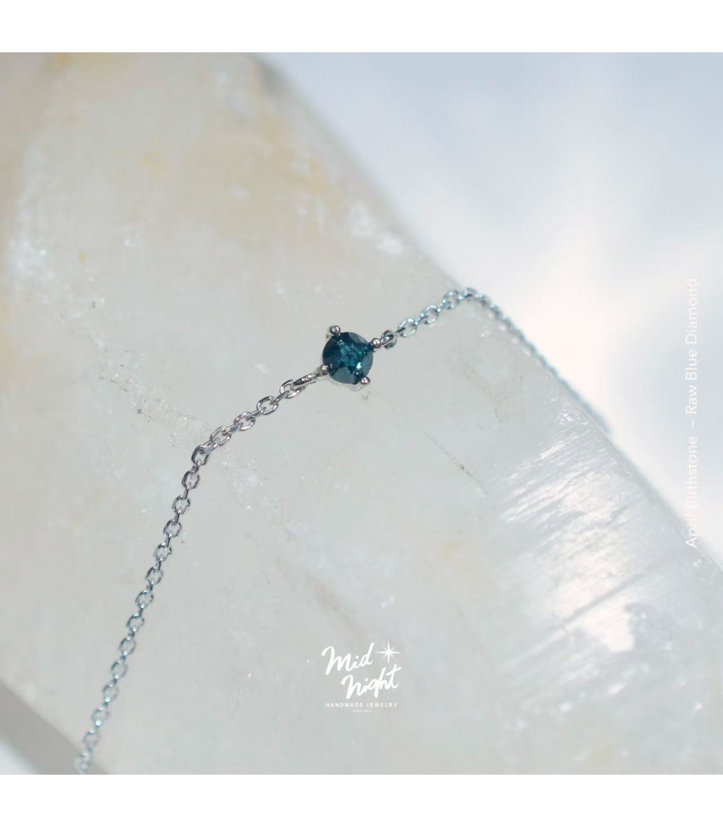 April Birthstone-Rough Blue Diamond Simple Bracelet