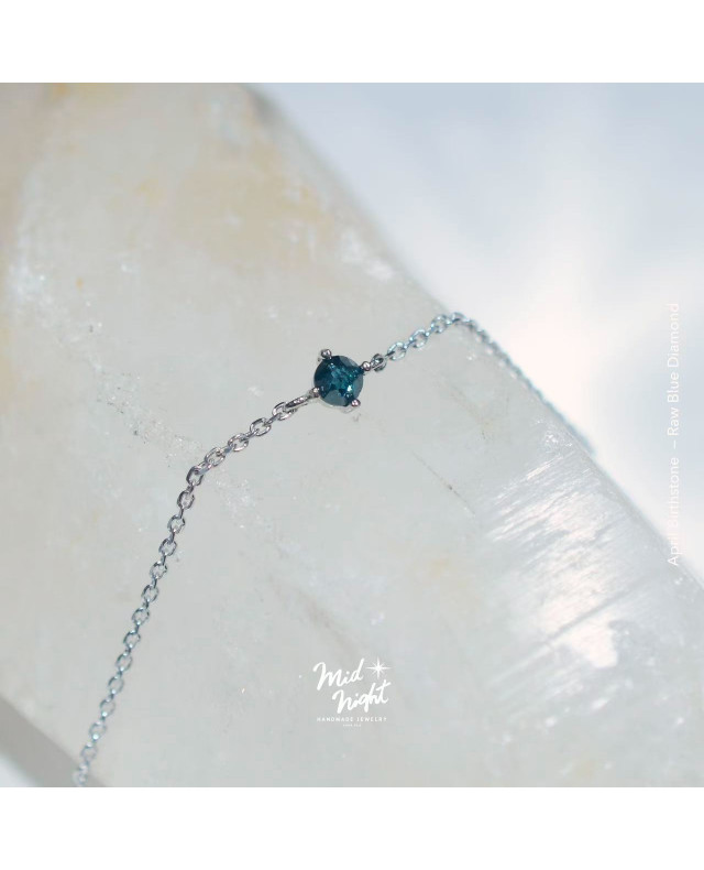 April Birthstone-Rough Blue Diamond Simple Bracelet