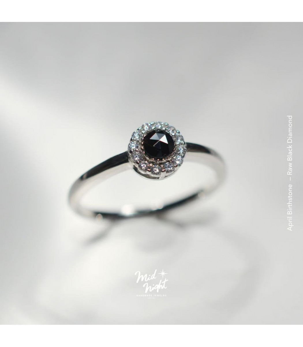 April Birthstone-Rough Black Diamond Classic Ring