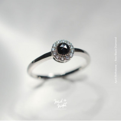 April Birthstone-Rough Black Diamond Classic Ring