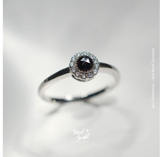 April Birthstone-Rough Black Diamond Classic Ring
