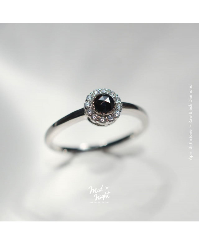 April Birthstone-Rough Black Diamond Classic Ring