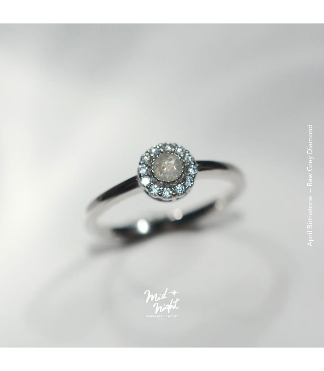 April Birthstone-Rough Grey Diamond Classic Ring
