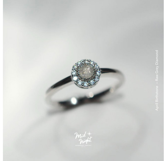 April Birthstone-Rough Grey Diamond Classic Ring