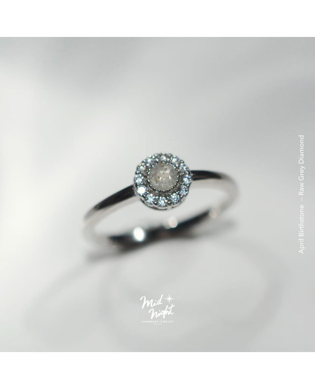 April Birthstone-Rough Grey Diamond Classic Ring