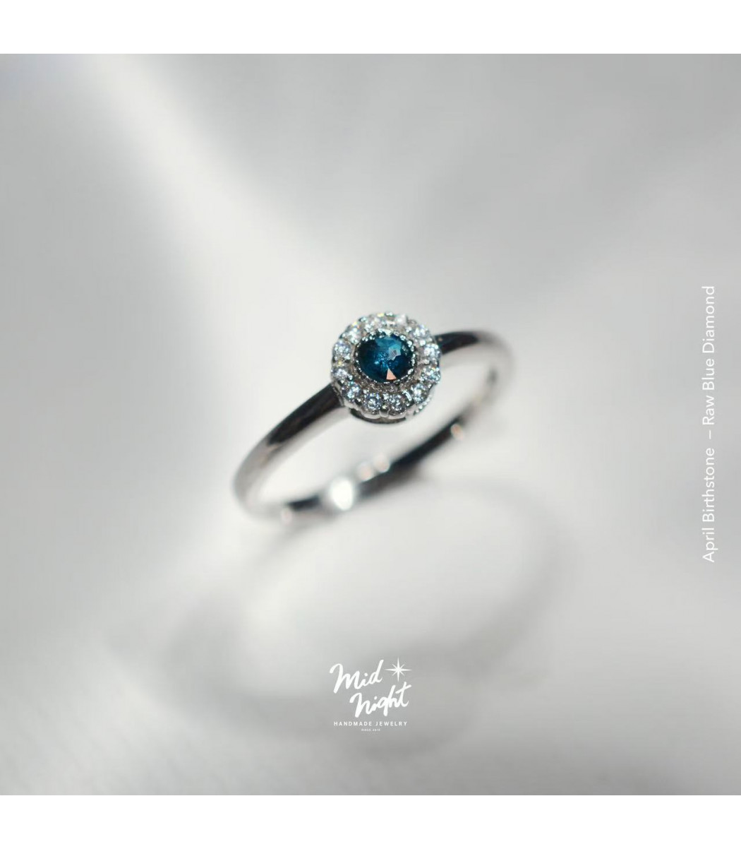 April Birthstone-Rough Blue Diamond Classic Ring