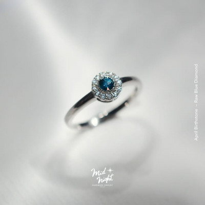 April Birthstone-Rough Blue Diamond Classic Ring