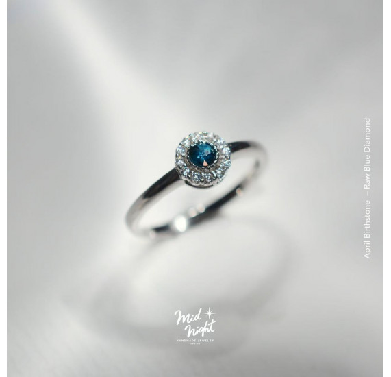April Birthstone-Rough Blue Diamond Classic Ring
