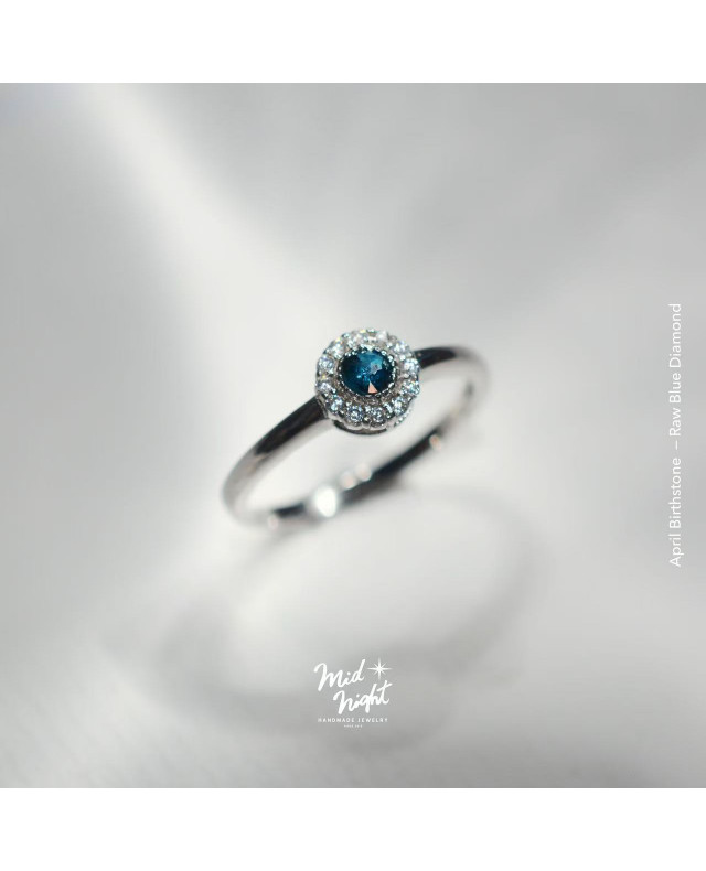 April Birthstone-Rough Blue Diamond Classic Ring