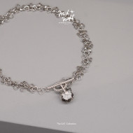 Limited Collection-Black Rutile Cat Silver Loop Bracelet