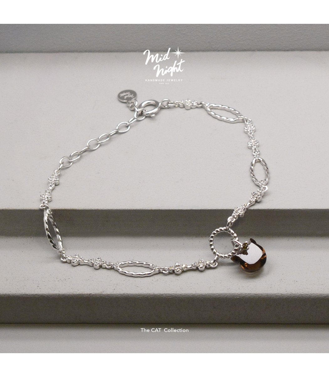 Limited Collection-Smoky Quartz Cat Antique Bracelet